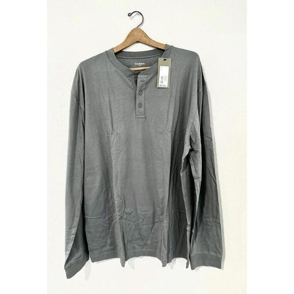 Goodfellow & Co Other - NEW Goodfellow & Co Men's T-Shirt Long Sleeve Gray Button Front XXL Tall NWT